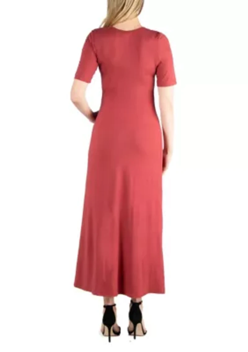 Casual Maternity Maxi Dress With Sleeves