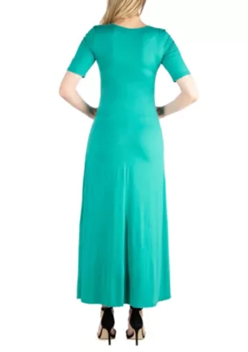 Casual Maternity Maxi Dress With Sleeves