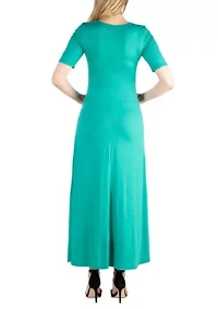 Casual Maternity Maxi Dress With Sleeves