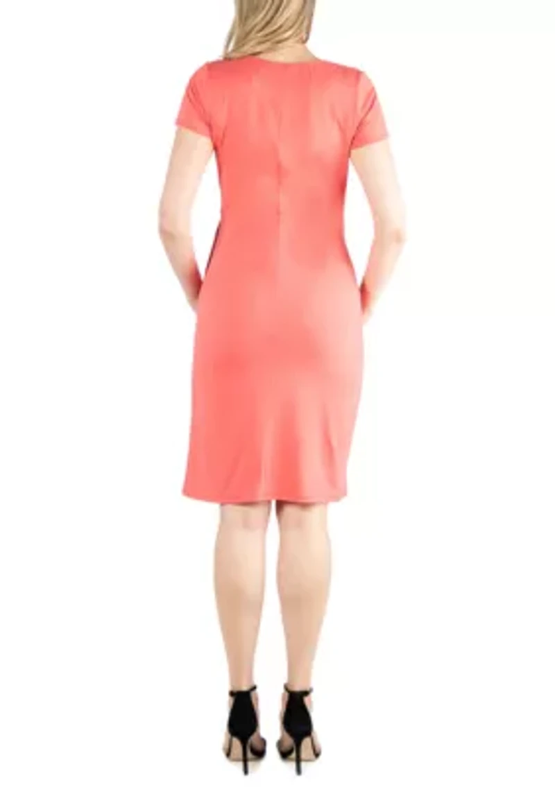 Maternity Short Sleeve V Neck Faux Wrap Dress