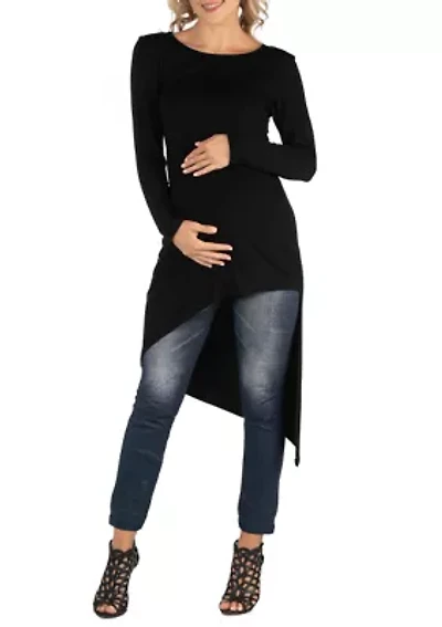 Maternity Full Length Long Sleeve Asymmetric Hem Top
