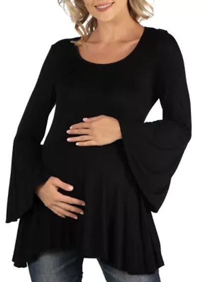 Maternity Scoop Neck Bell Sleeve Swing Tunic Top