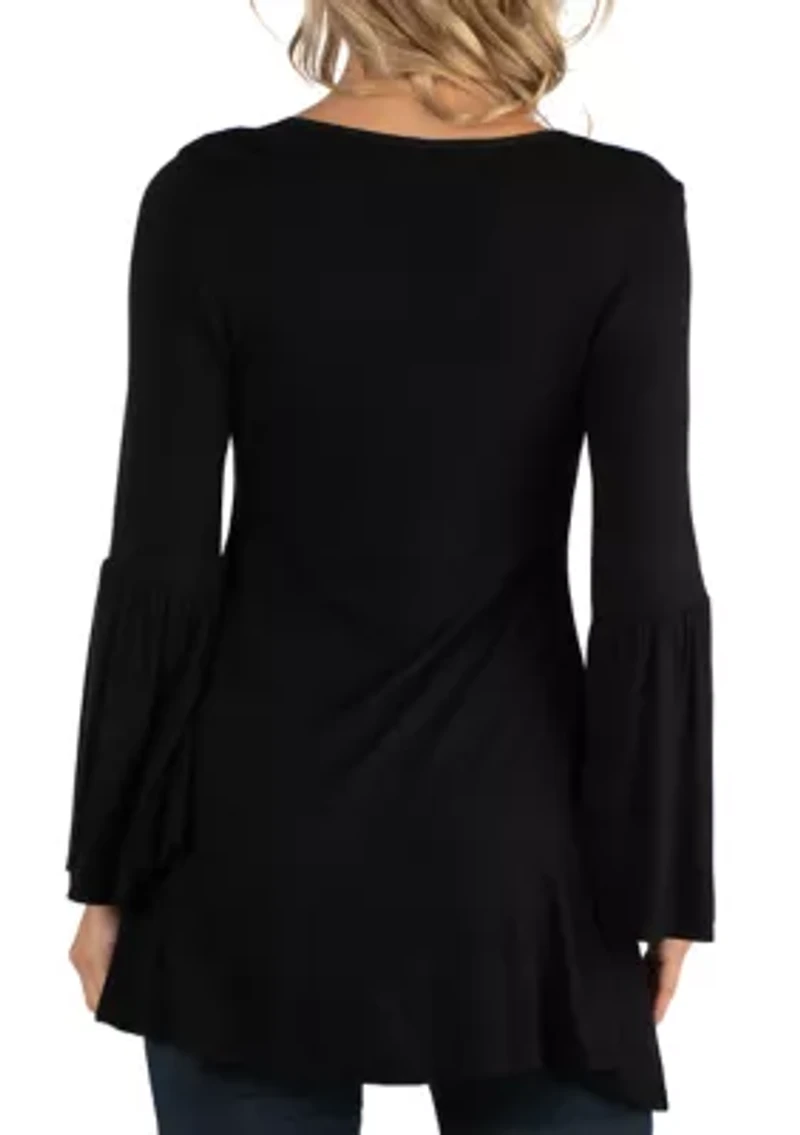 Maternity Scoop Neck Bell Sleeve Swing Tunic Top