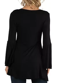 Maternity Scoop Neck Bell Sleeve Swing Tunic Top