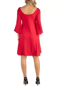 Women's Maternity Knee Length Cold Shoulder Dress