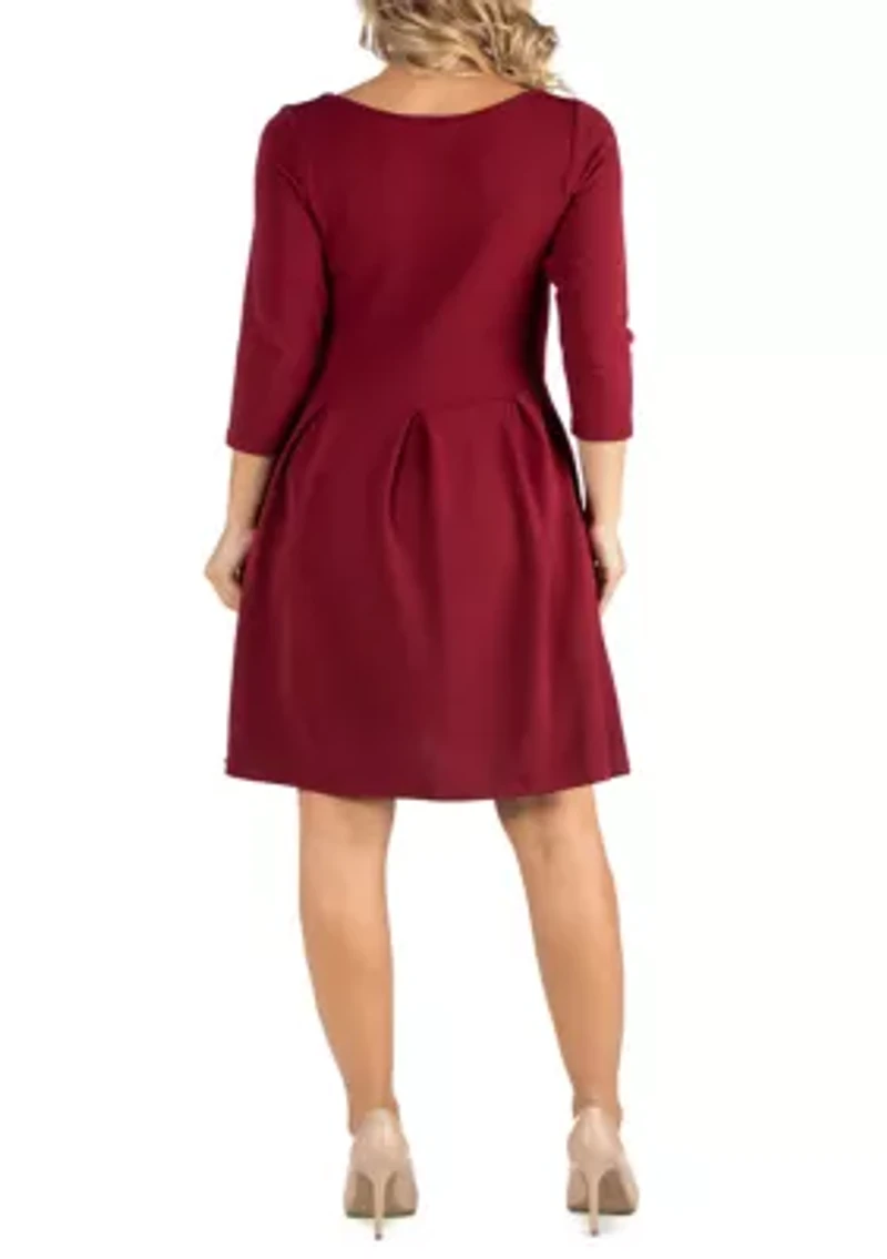 Maternity Knee Length Fit and Flare Dress With Pockets
