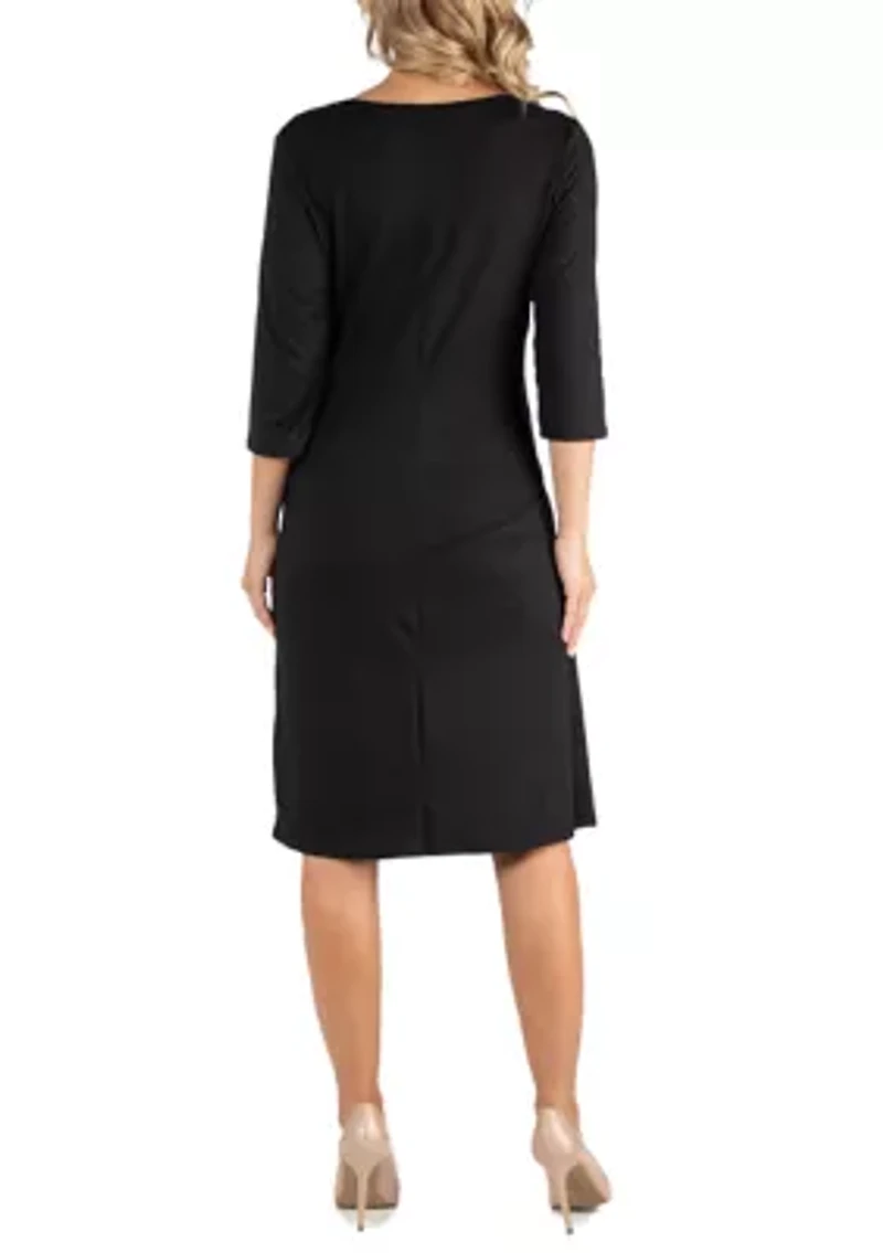 Maternity 3/4 Sleeve Knee Length Wrap Dress