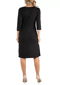 Maternity 3/4 Sleeve Knee Length Wrap Dress