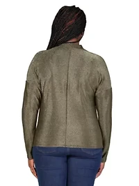 Plus Cowl Neck Long Sleeve Shimmery Fabric Top