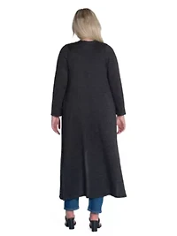 Plus Long Duster Open Front Knit Cardigan