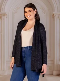 Plus Open Front Long Sleeve High Low Cozy Cardigan