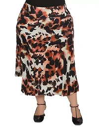Womens Plus Animal Print Elastic Waist Maxi Skirt