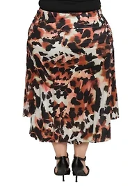 Womens Plus Animal Print Elastic Waist Maxi Skirt