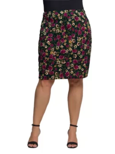 Womens Plus Floral Print Knee Length Pencil Skirt