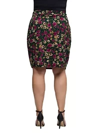Womens Plus Floral Print Knee Length Pencil Skirt