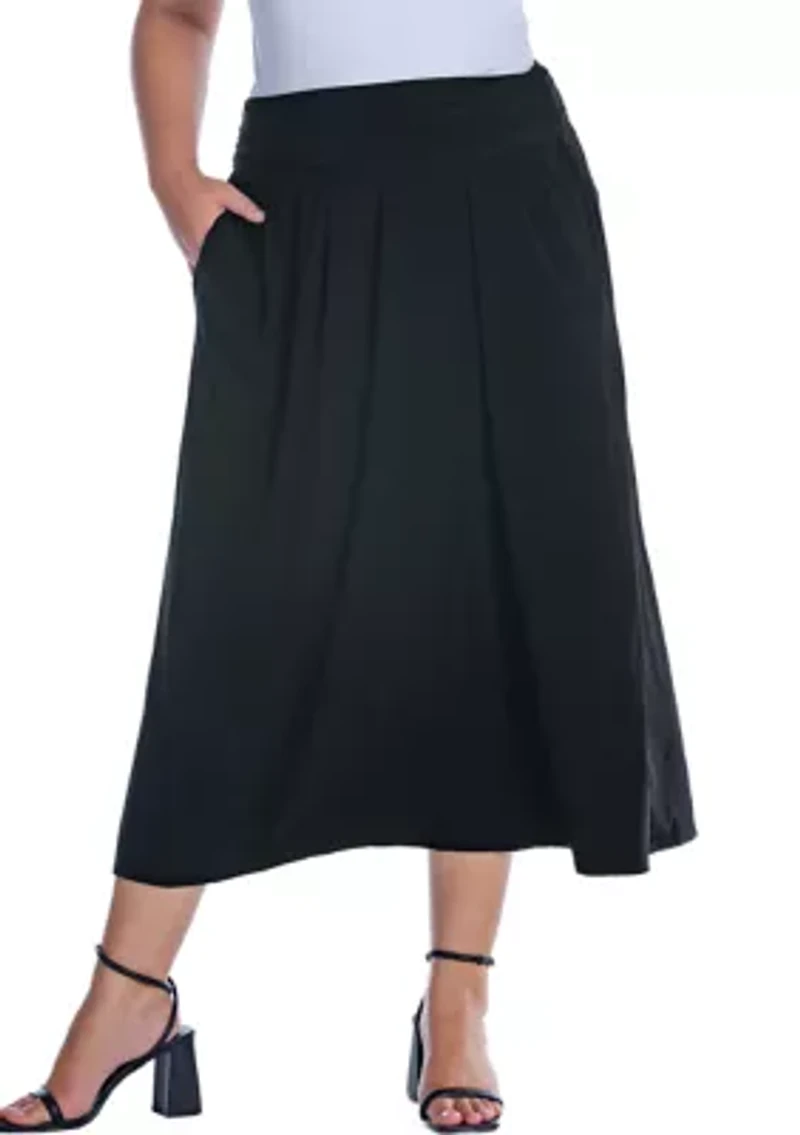 Foldover Plus Maxi Skirt With Pockets