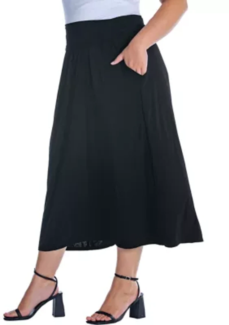 Foldover Plus Maxi Skirt With Pockets
