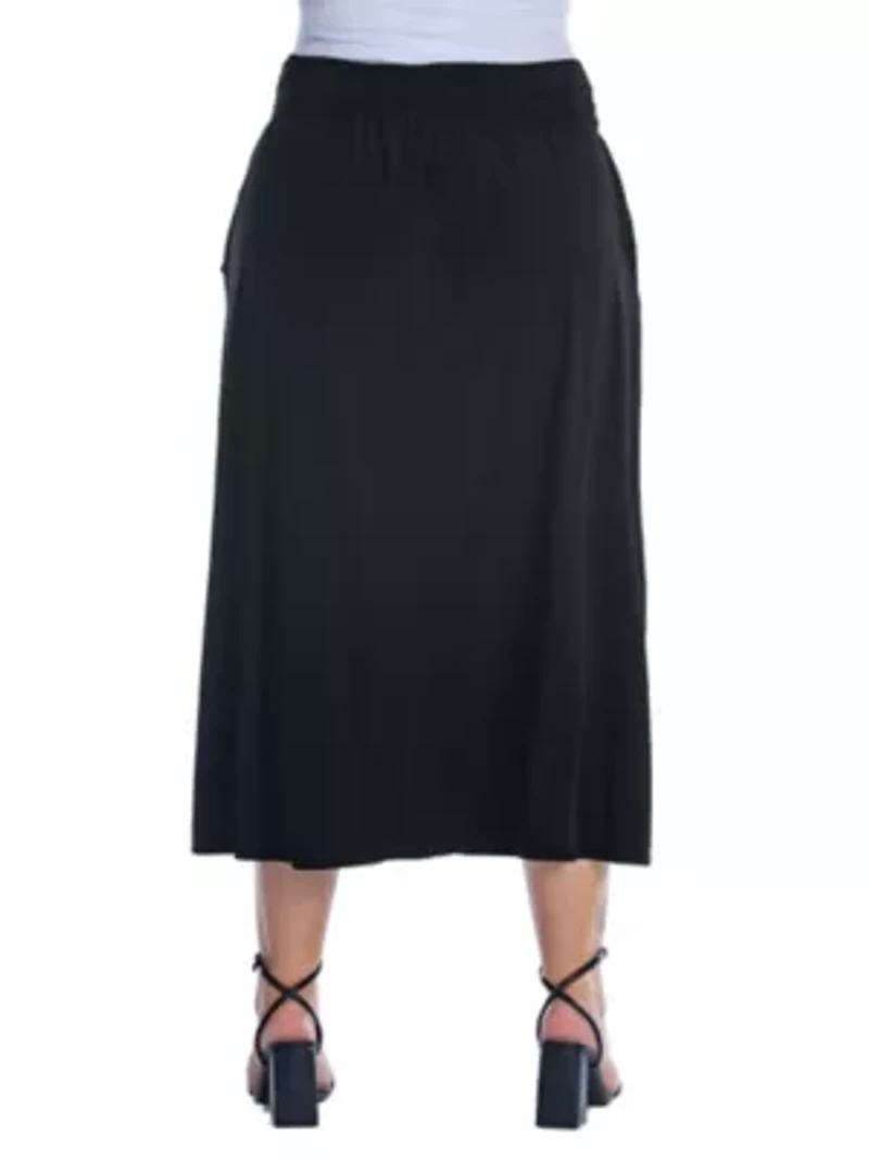 Foldover Plus Maxi Skirt With Pockets