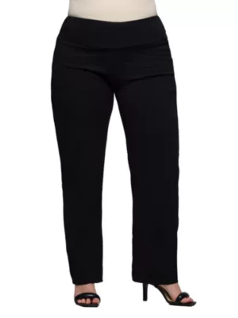 24seven Comfort Apparel Plus Comfortable Stretch High Waist Dress Pants
