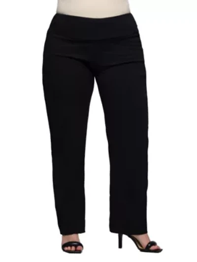 24seven Comfort Apparel Plus Comfortable Stretch High Waist Dress Pants