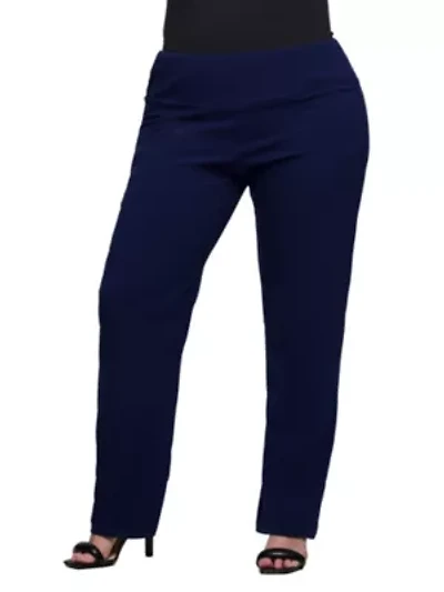 24seven Comfort Apparel Plus Comfortable Stretch High Waist Dress Pants