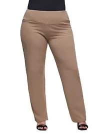 24seven Comfort Apparel Plus Comfortable Stretch High Waist Dress Pants