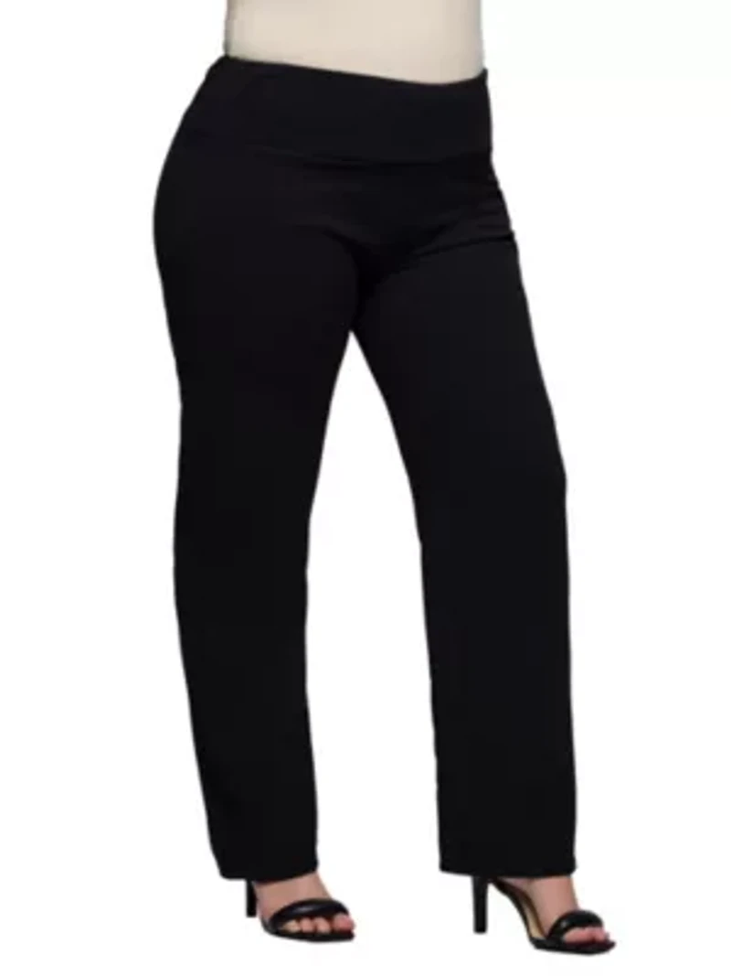 24seven Comfort Apparel Plus Comfortable Stretch High Waist Dress Pants