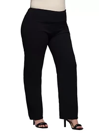 24seven Comfort Apparel Plus Comfortable Stretch High Waist Dress Pants