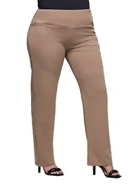 24seven Comfort Apparel Plus Comfortable Stretch High Waist Dress Pants
