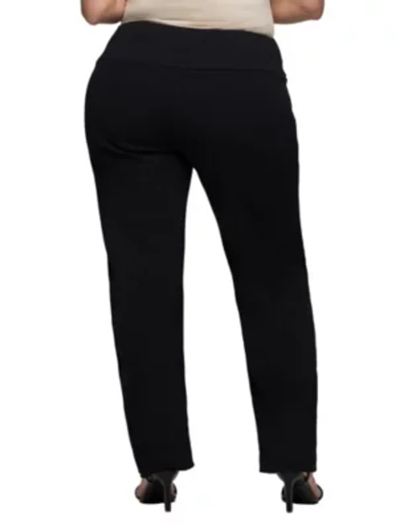 24seven Comfort Apparel Plus Comfortable Stretch High Waist Dress Pants