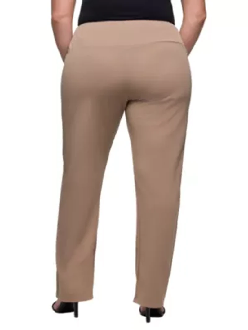 24seven Comfort Apparel Plus Comfortable Stretch High Waist Dress Pants