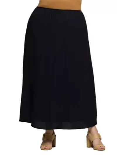 Plus Elastic Waist A Line Maxi Skirt