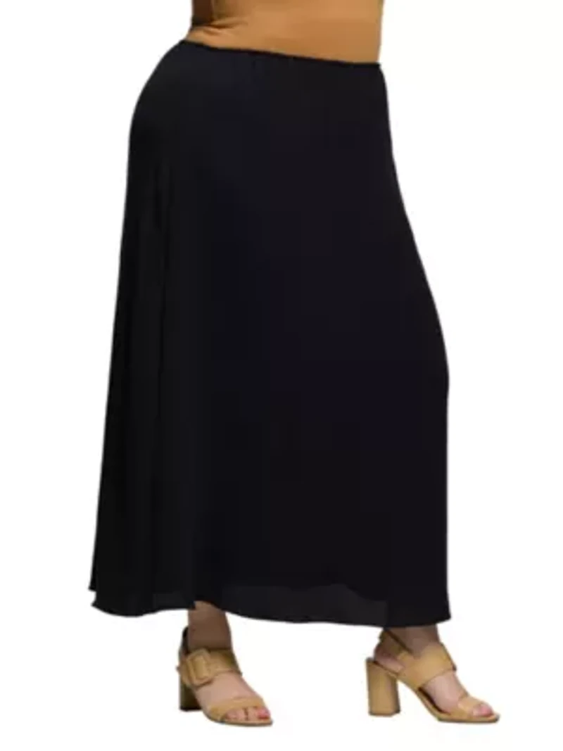 Plus Elastic Waist A Line Maxi Skirt