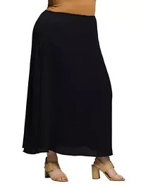 Plus Elastic Waist A Line Maxi Skirt