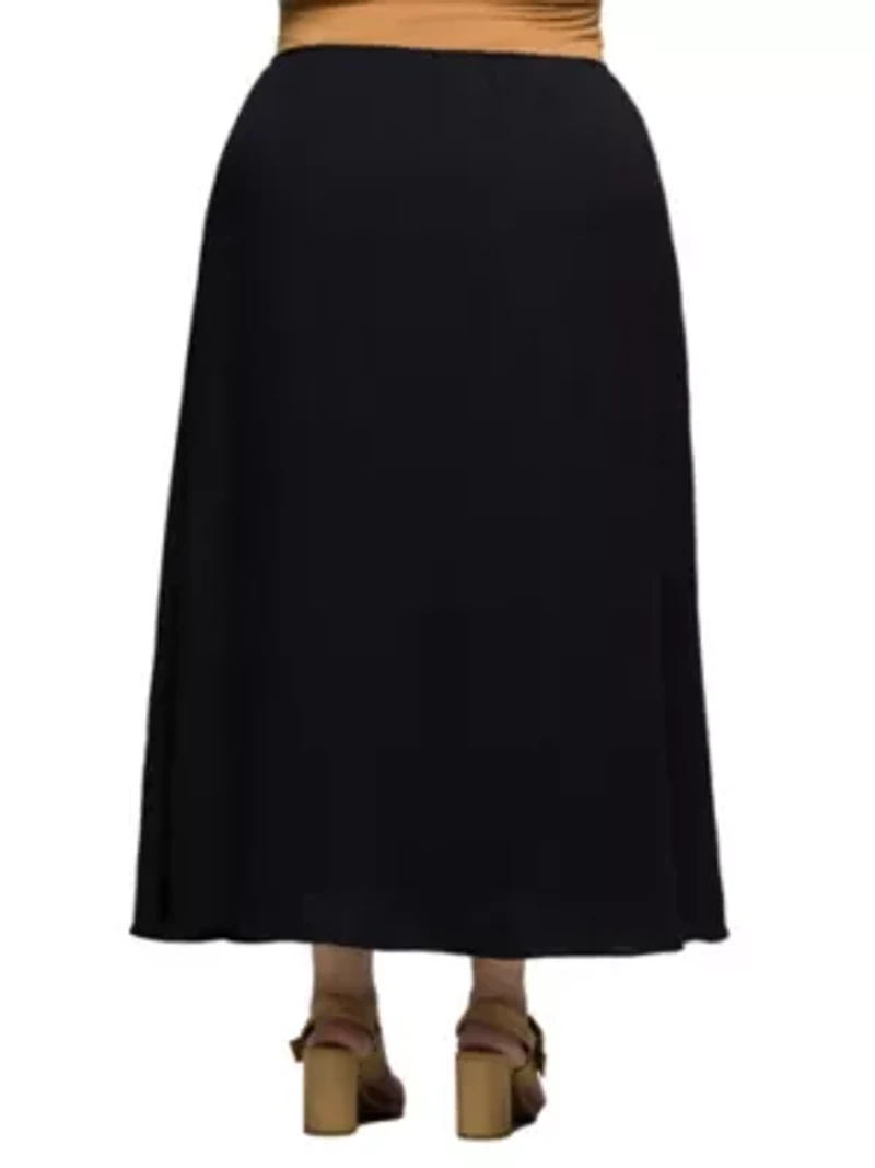 Plus Elastic Waist A Line Maxi Skirt