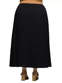 Plus Elastic Waist A Line Maxi Skirt