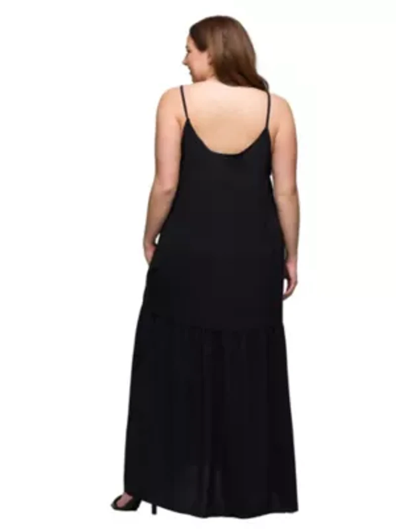 Plus Lightweight Spaghetti Strap Pocket Maxi Dress