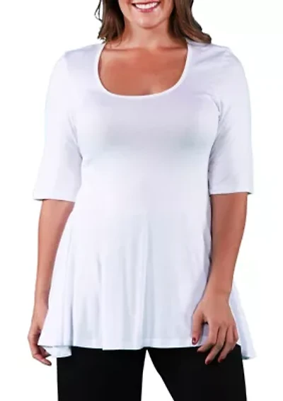 Plus Elbow Sleeve Tunic Top
