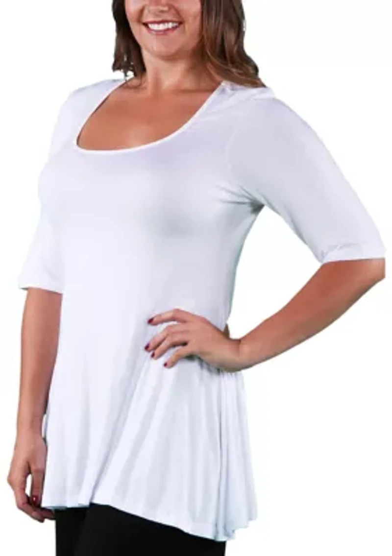 Plus Elbow Sleeve Tunic Top