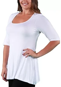 Plus Elbow Sleeve Tunic Top