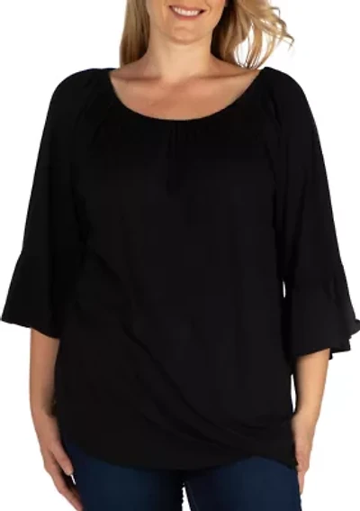 Plus Bell Sleeve Loose Fit Tunic Top