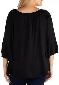 Plus Bell Sleeve Loose Fit Tunic Top