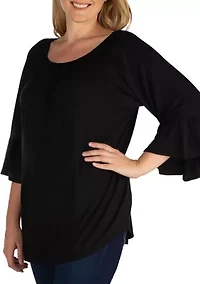 Plus Bell Sleeve Loose Fit Tunic Top