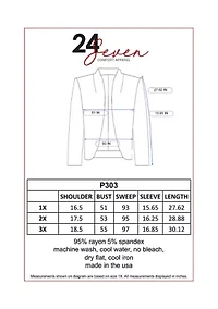Plus Elbow Length Sleeve Open Cardigan