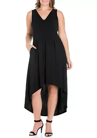 Plus High Low Party Dress with Pockets