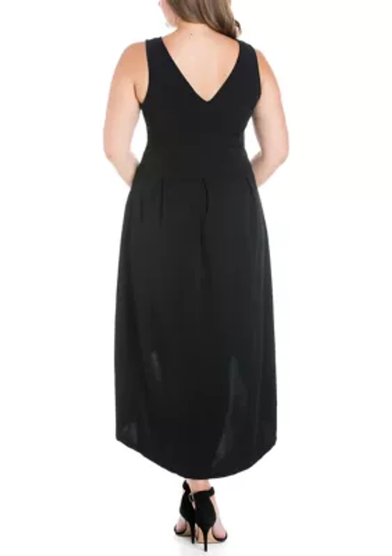 Plus High Low Party Dress with Pockets