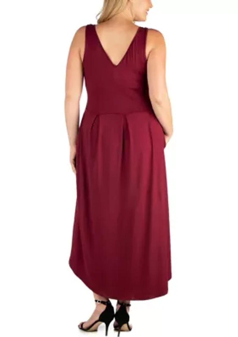 Plus High Low Party Dress with Pockets