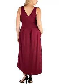Plus High Low Party Dress with Pockets