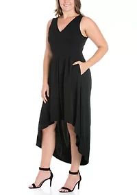 Plus High Low Party Dress with Pockets
