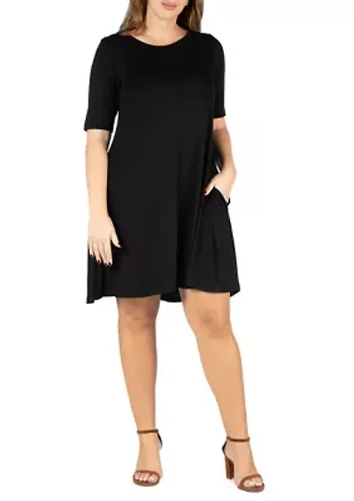 Plus Knee Length  Pocket T Shirt Dress